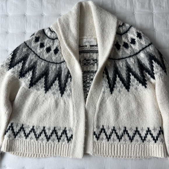 THE GREAT. Black and White Patterned Cardigan - Picture 7 of 13